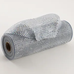 10" Poly Mesh Rolls: Deluxe Wide Platinum Silver Foil