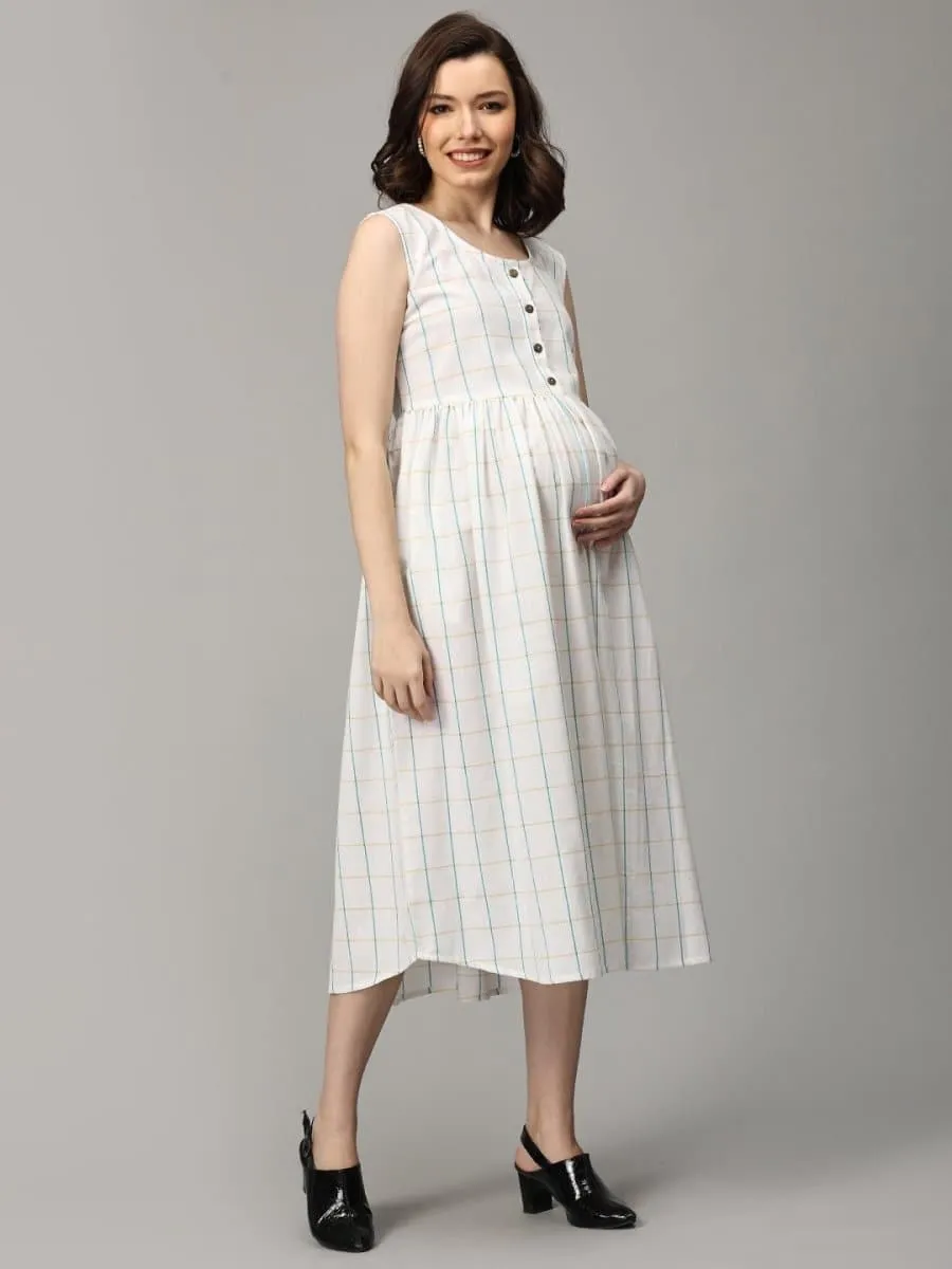 Apricot Aura Stripe Maternity and Nursing Shacket Dress