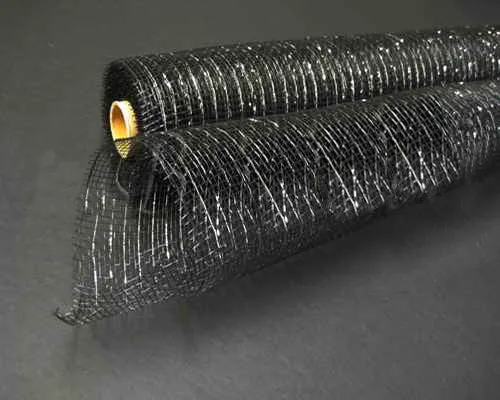 Black Silver Line - Deco Mesh Wrap Metallic Stripes ( 21 Inch x 10 Yards