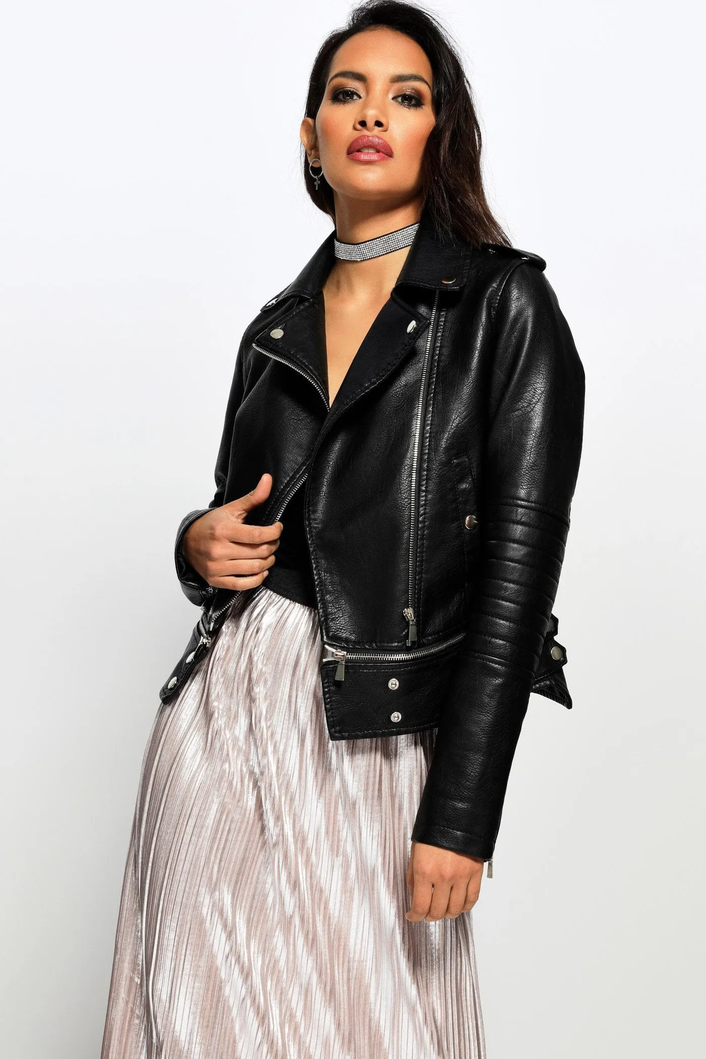 Black Zip Biker Jacket