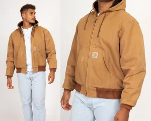 Large 90s Carhartt Tan Hooded Active Jacket