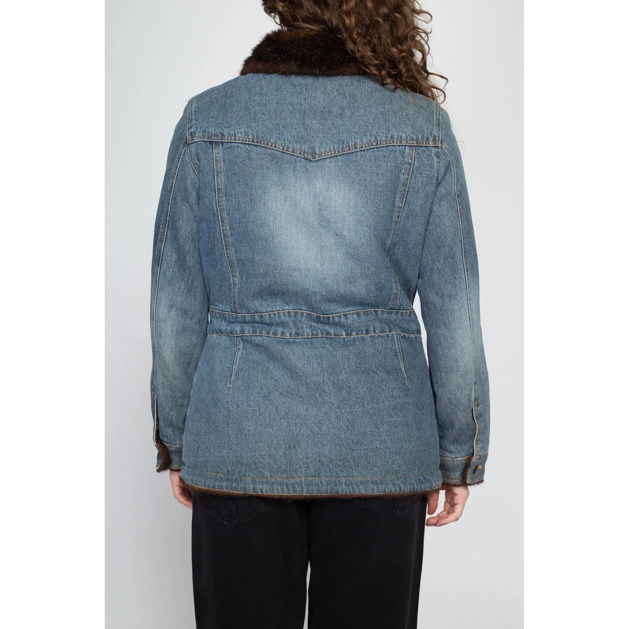 Medium 90s Denim Faux Fur Lined Jacket