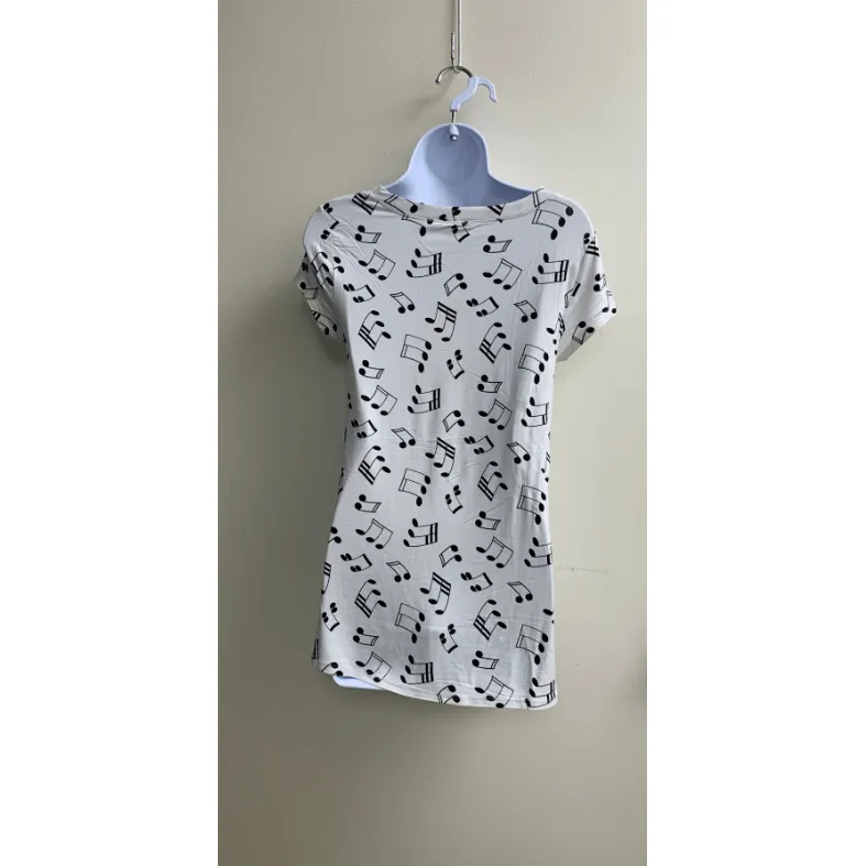 Music note short sleeve long top