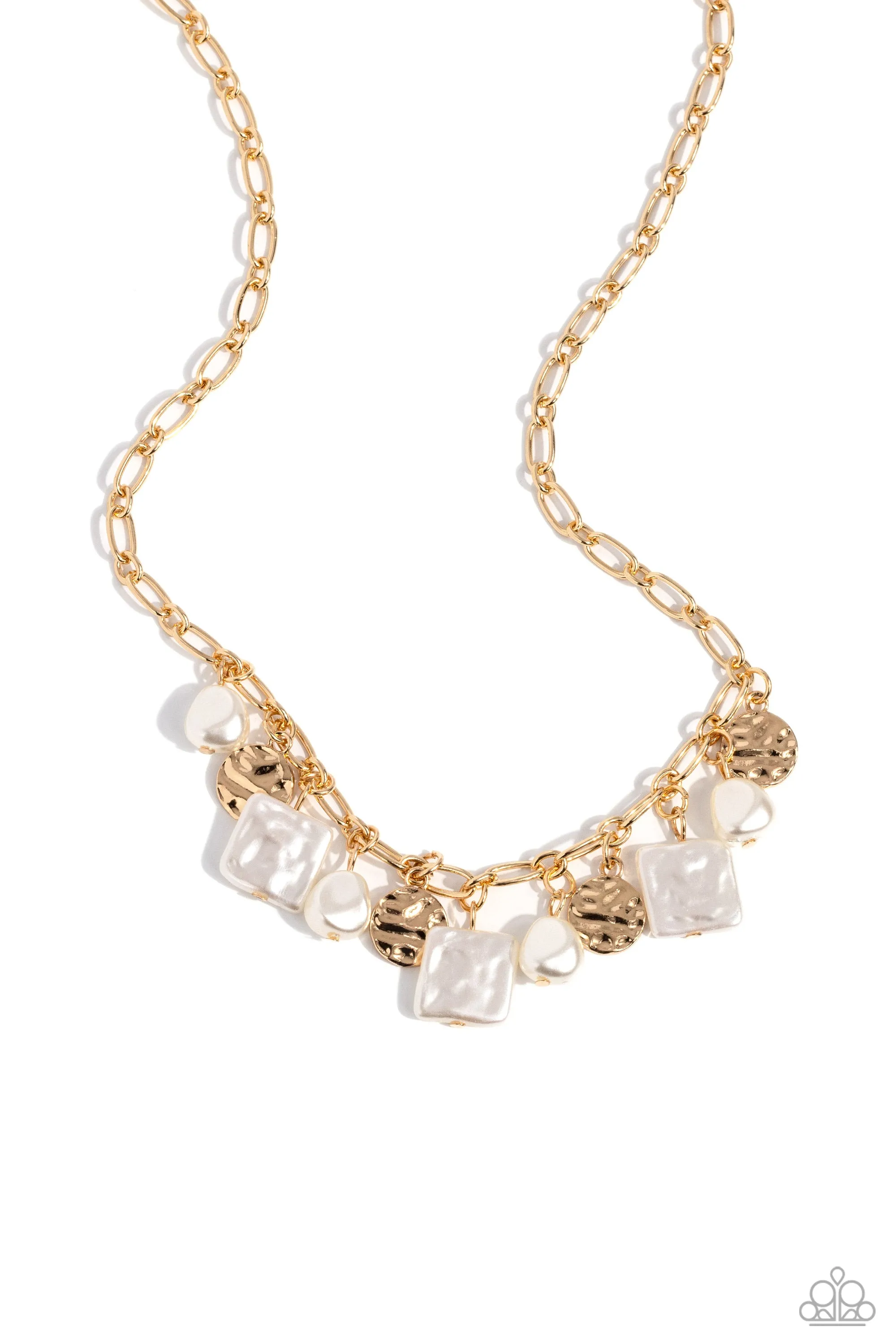 Necklaces Sophisticated Squared - Gold Pearl N2432