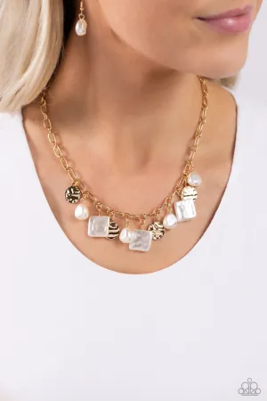 Necklaces Sophisticated Squared - Gold Pearl N2432