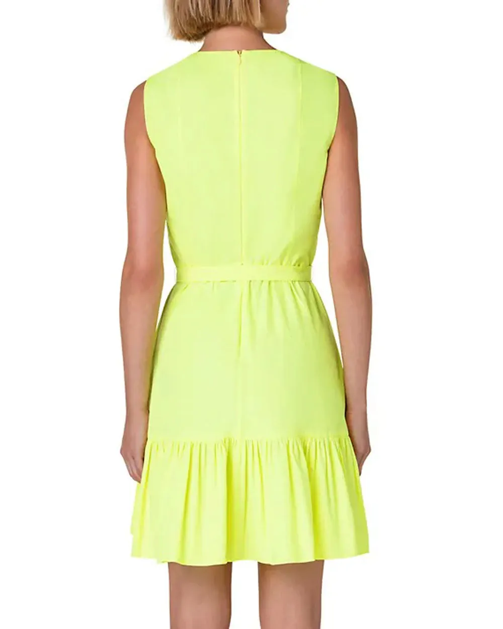 Neon Yellow Sleeveless V Neck Dress