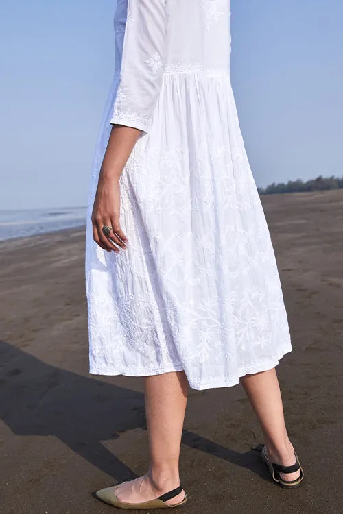 Okhai 'Shanza' Pure Cotton Chikankari Embroidered Dress