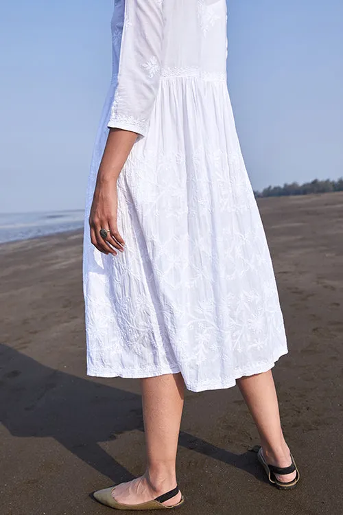 Okhai 'Shanza' Pure Cotton Chikankari Embroidered Dress