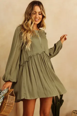 On With The Show Dress Khaki