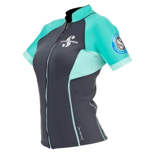 Open Box ScubaPro Women's 1.5mm Everflex Short Sleeve Top Rash Guard - Teal - Medium