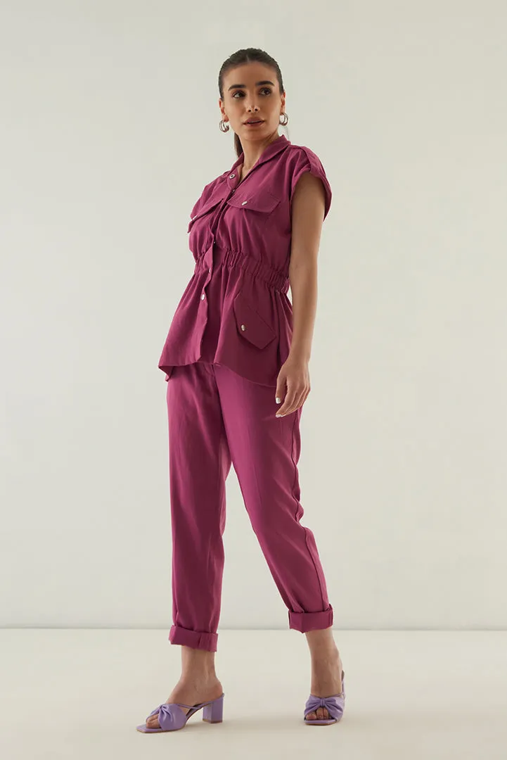 Pink Elegant Women's Office wear Co-ord Set