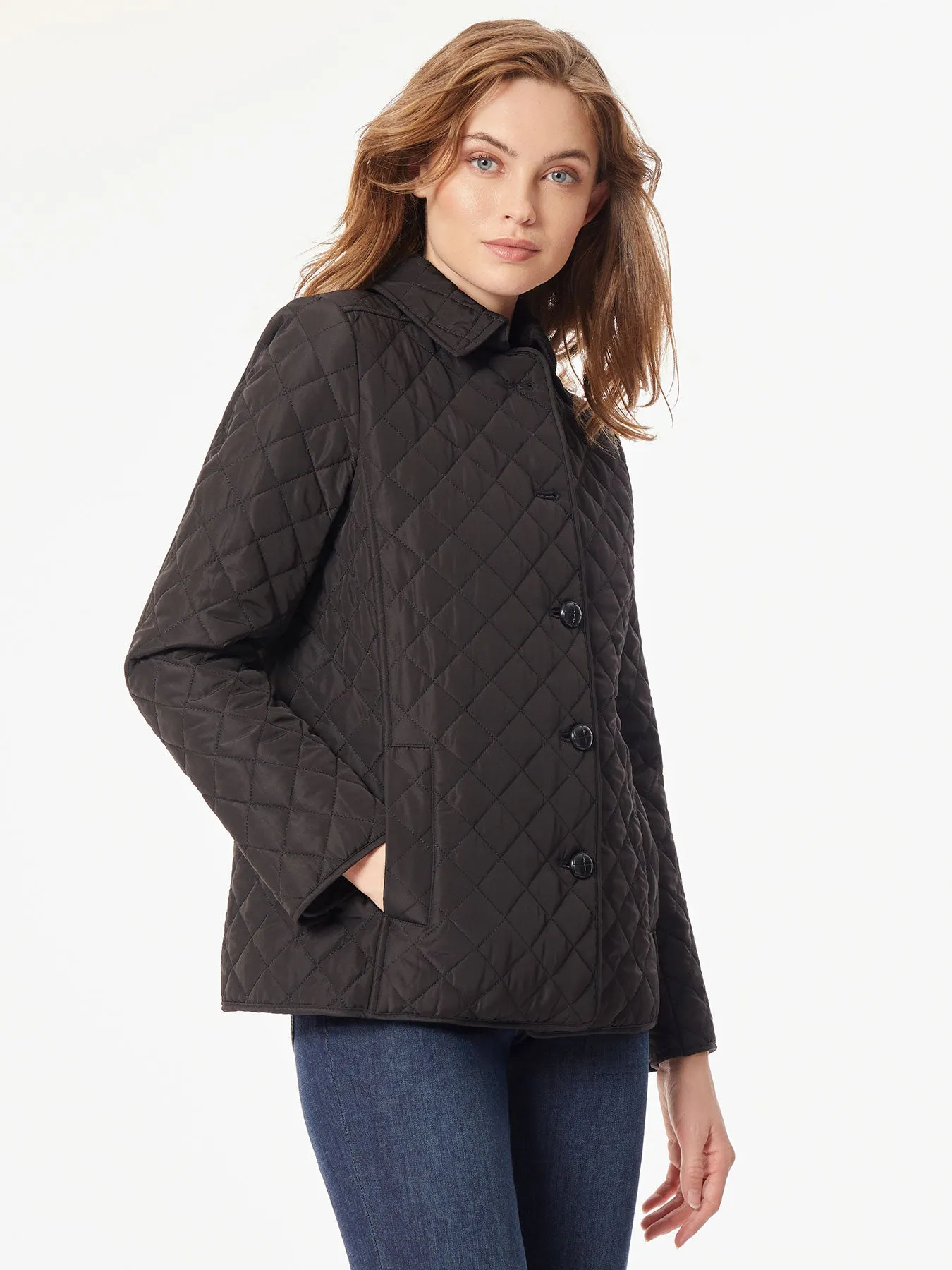 Plus Five-Button Quilted Jacket