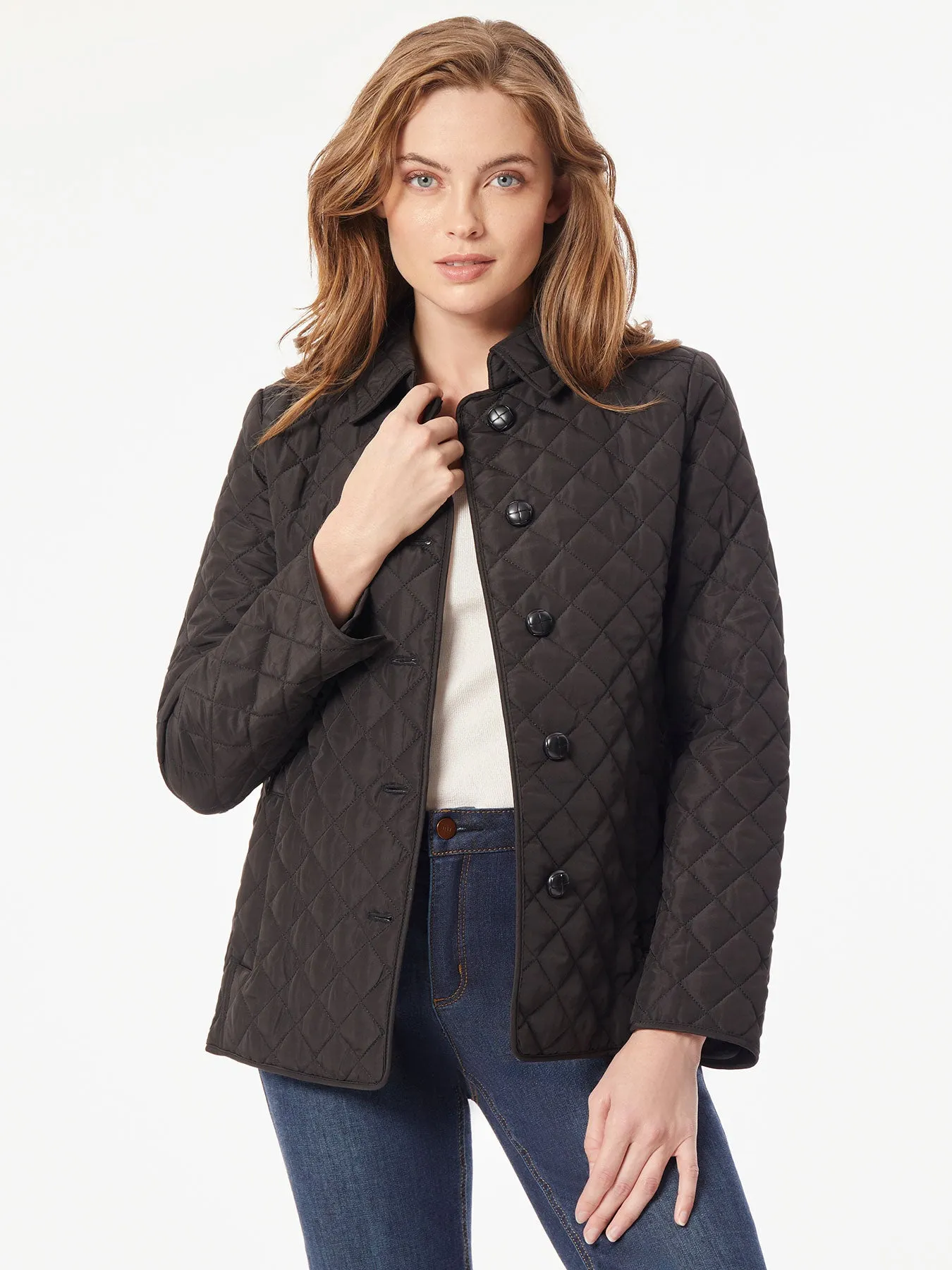 Plus Five-Button Quilted Jacket