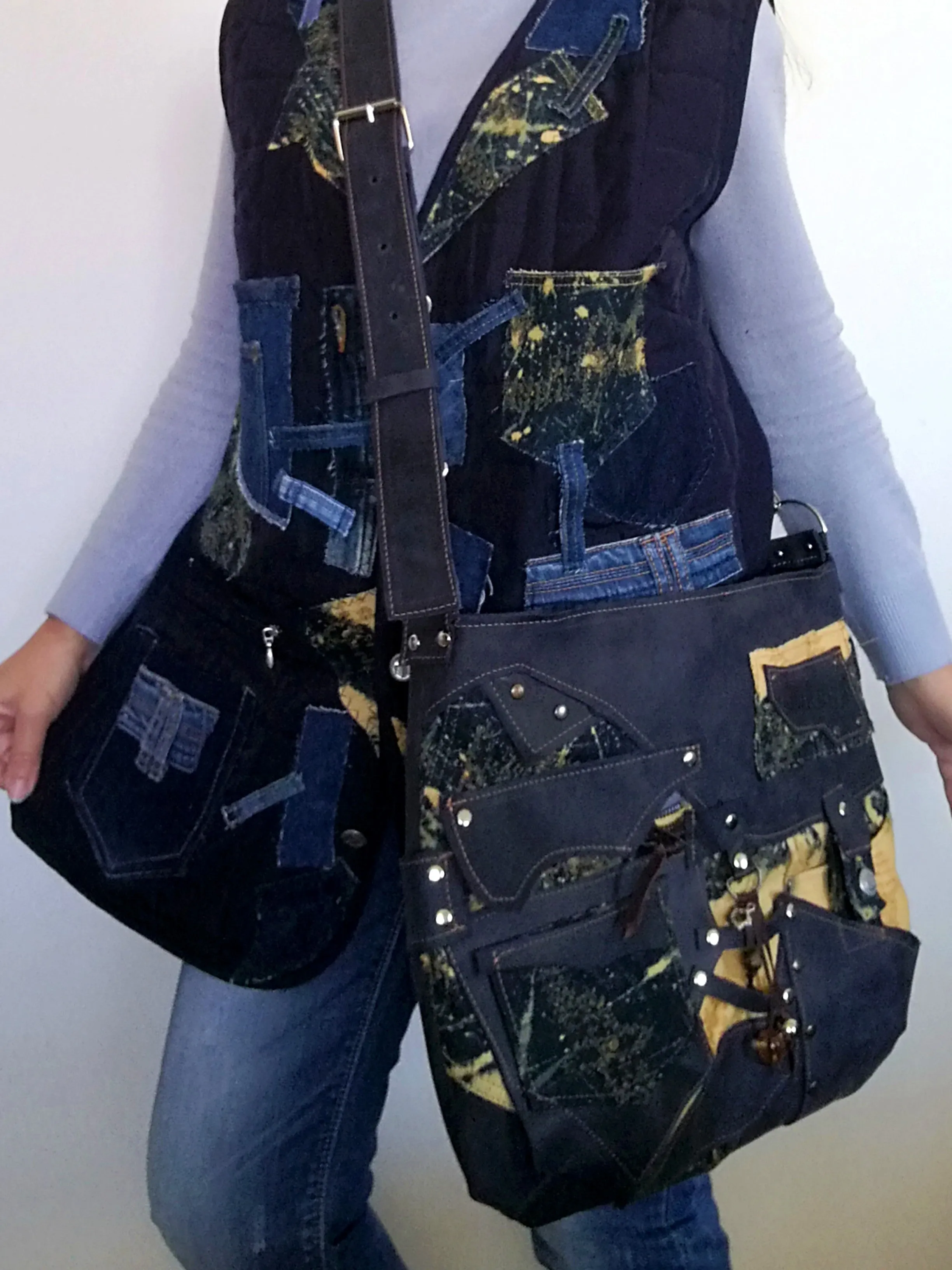 Plus Size Quilted Jacket XL/2XL Distressed Denim Vest