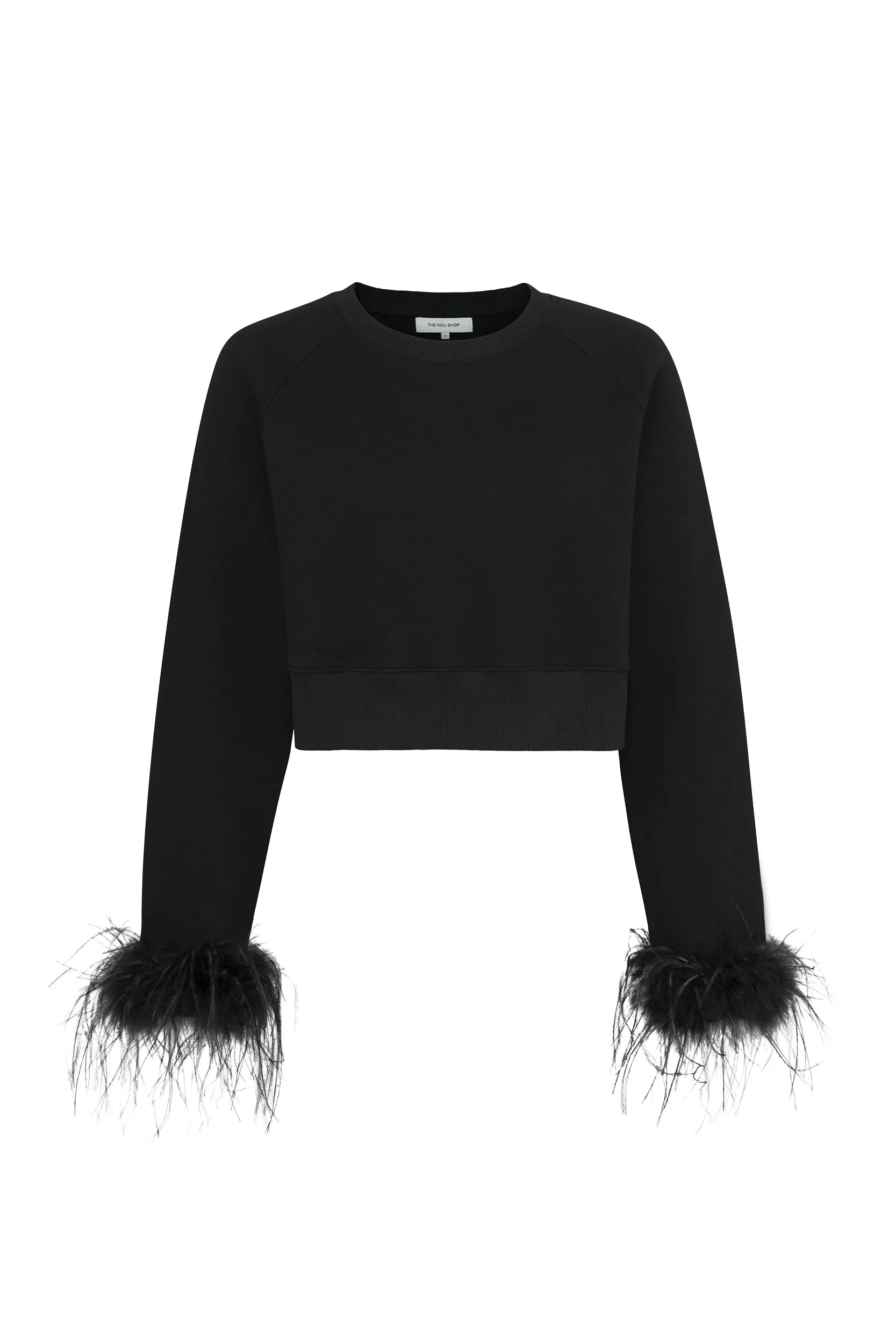 Rada Feather Trim Crewneck - Black