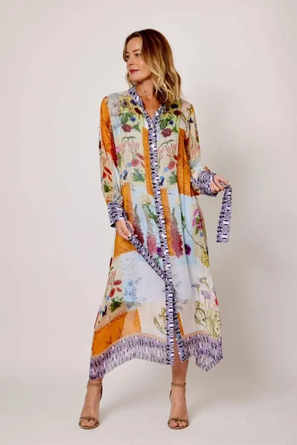 Silk Shirt Dress Patchwork