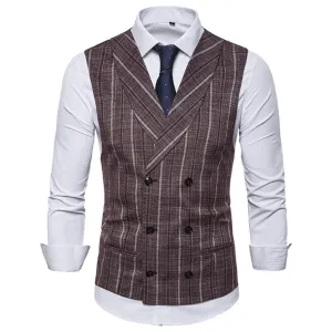 Slim Fit Comfortable Stripe Brown Vest