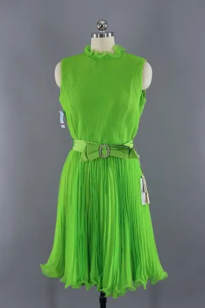 Vintage 1960s Lime Green Cocktial Dress with Original Tags