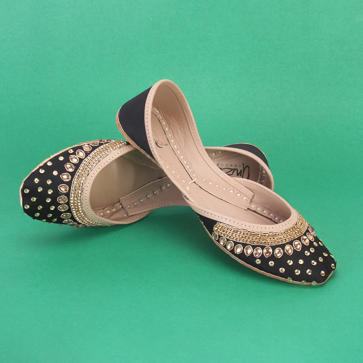 Womens "RACHEL" Handmade Leather Flat Khussa